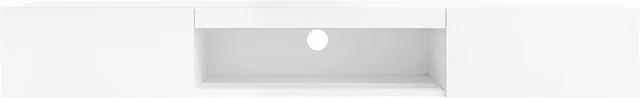 Mobile TV sospeso bianco lucido 160x31x22 cm con illuminazione LED e controllo Bluetooth, supporta TV fino a 70 pollici e 30 kg