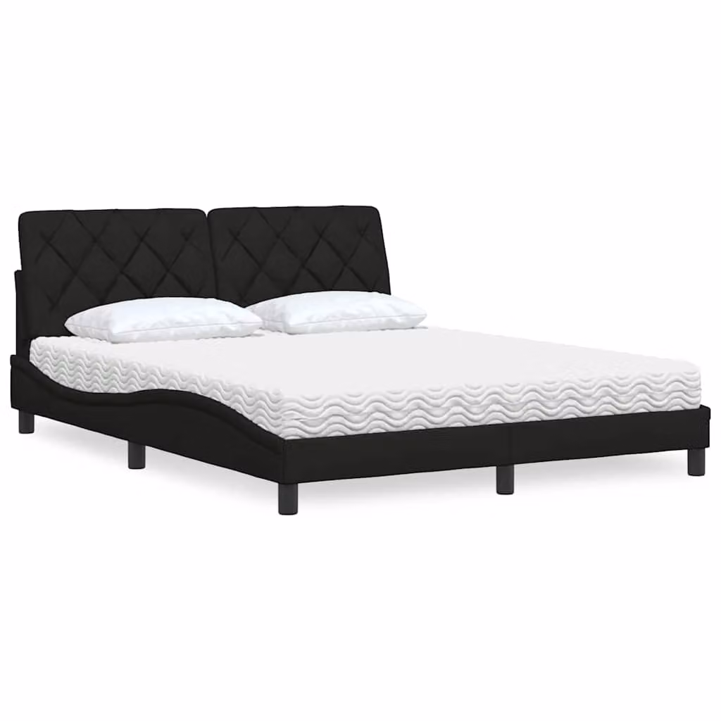 Letto con Materasso vidaXL in Tessuto Nero 160x200 cm