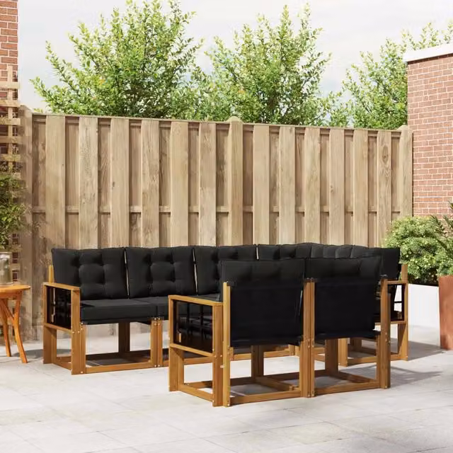 Set di divani da esterno 7 pz Naturale e Nero 3368767