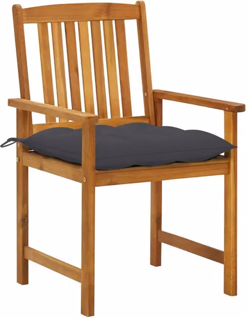 Set di 2 sedie da giardino con cuscini vidaXL in legno di acacia oliato marrone e antracite con braccioli