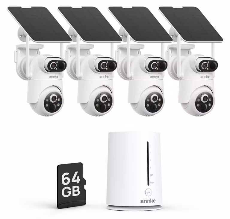 Telecamera esterna wireless, alimentata a energia solare, risoluzione 4 MP, in plastica, colore bianco, sistema di sicurezza