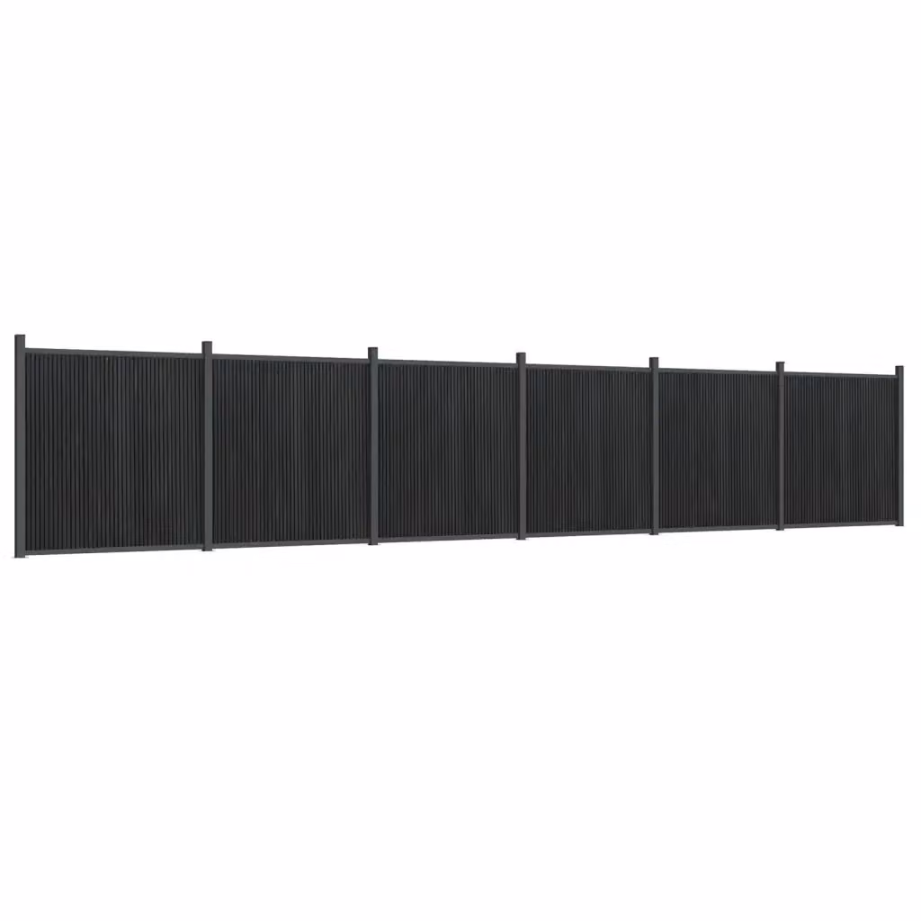 vidaXL Pannello di Recinzione in WPC e Alluminio Grigio Antracite L: 1045 cm, H: 186 cm – 2