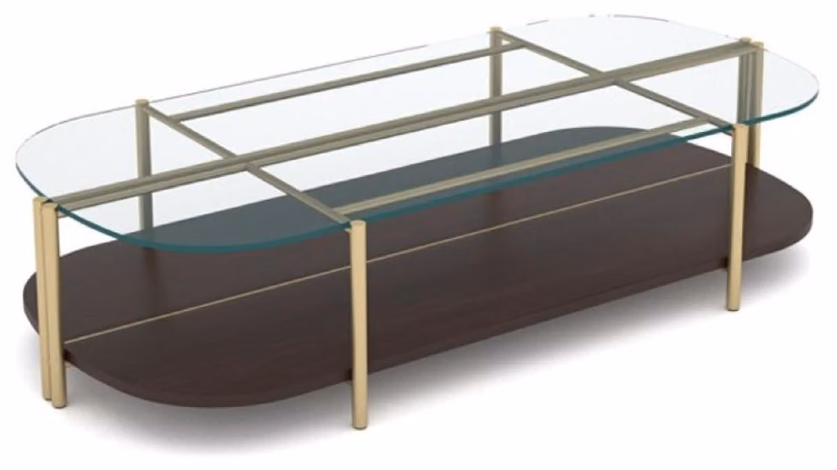 Tavolino Casa Padrino marrone scuro/ottone 155 x 75 x H. 35 cm - Tavolo da soggiorno con piano in vetro - Mobili da soggiorno - Mobili per hotel - Mobili - Arredi