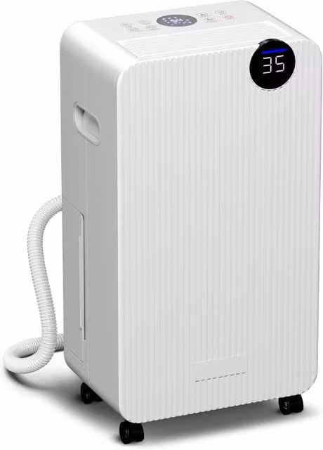 Deumidificatore HOMCOM silenzioso con display LED e serbatoio da 2,1 L, capacità 12 L/giorno, bianco, L/P/H: 28 x 18,5 x 50,5 cm – 1