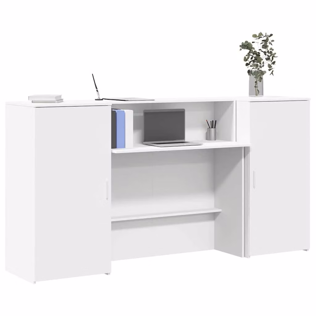 vidaXL Banco Reception Bianco Moderno in Legno Multistrato L: 200 cm, P: 50 cm, H: 103,5 cm