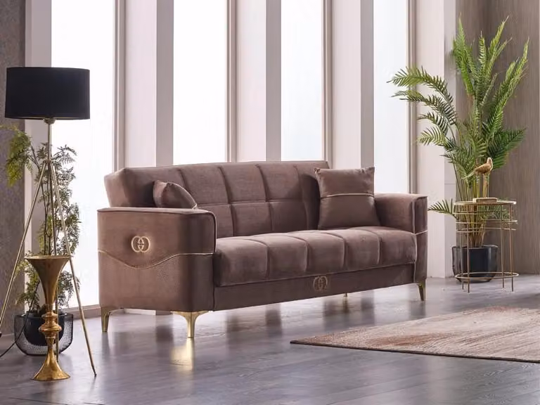 Stoffsofa Polstersofa Couch Dreisitzer 3 Sitzer Braun Sofa Design