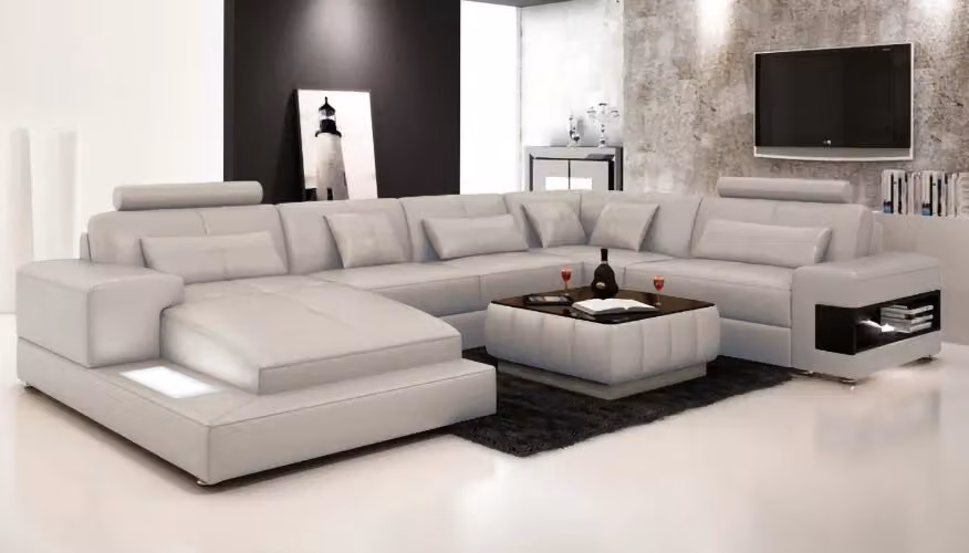 Ecksofa Couch Polster Wohnlandschaft Sofa 2tlg. Set Couchtisch Eck Garnitur