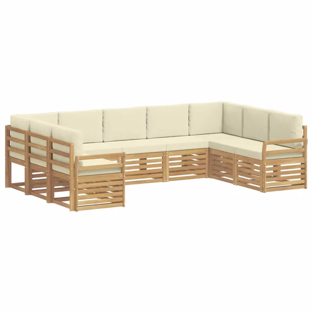 Set di divani ad angolo vidaXL in legno di acacia massello con cuscini beige per giardino e terrazzo – 2