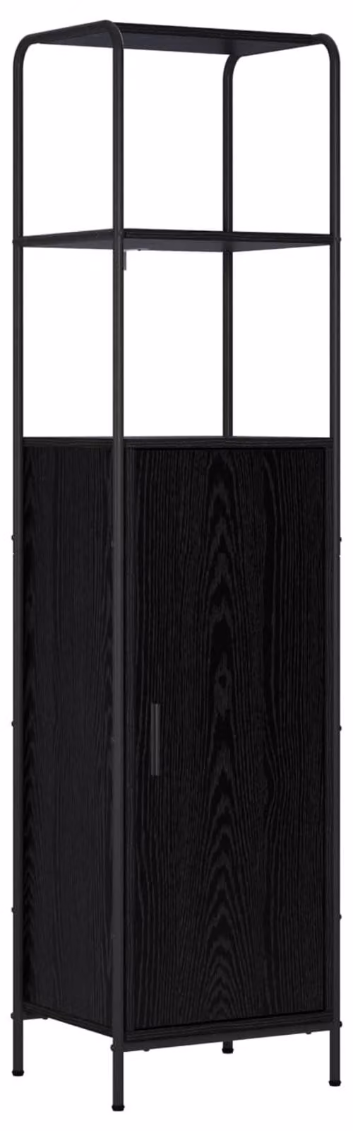 Mobile contenitore alto, finitura effetto legno nero, dimensioni 40 x 33 x 161 cm, realizzato in materiale composito di legno