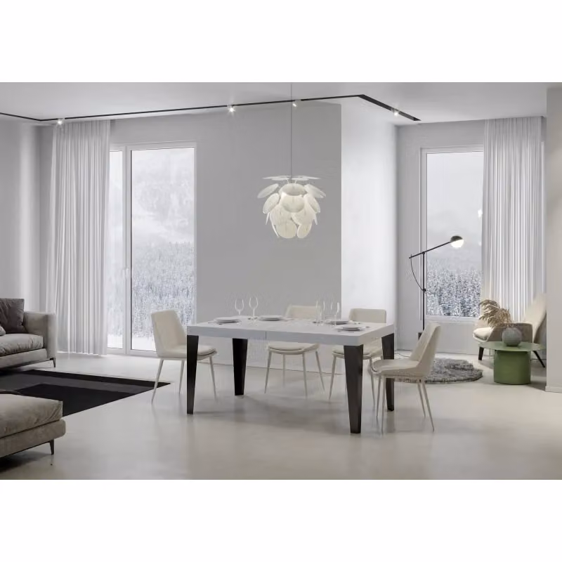 Tavolo allungabile Itamoby Flame rettangolare con telaio antracite e piano bianco frassino L/P/H: 160 x 90 x 77 cm (estendibile fino a 420 cm) – 2