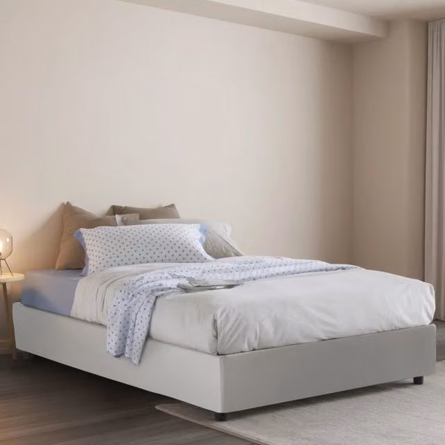 Alan, Letto Piazza e Mezza Contenitore Made in Italy, Bianco
