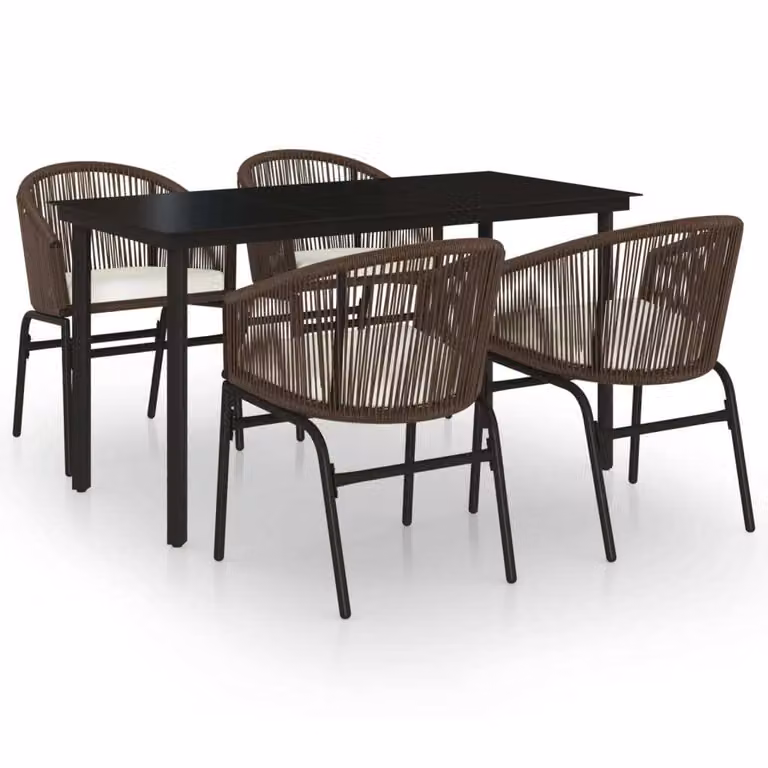 Set Mobili da Pranzo per Giardino 5 pz Marrone