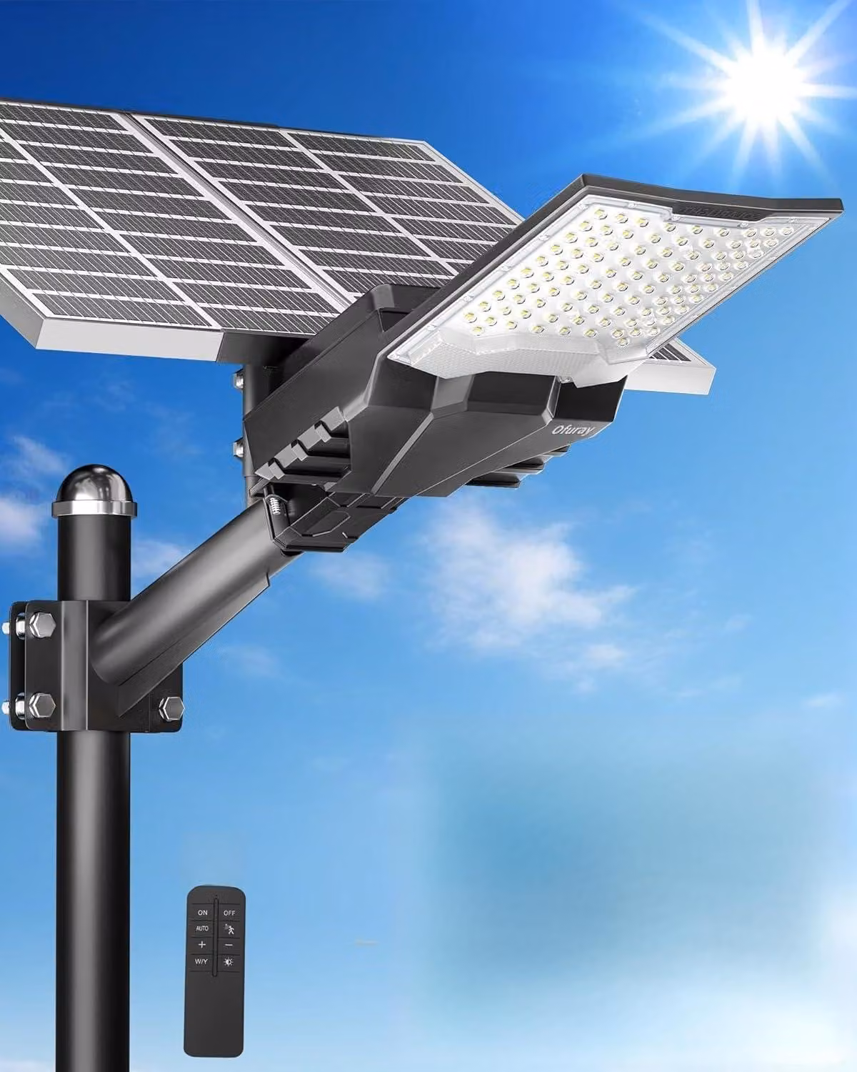 Lanterna solare per esterni, potente, con 92 LED, 18.000 W, colore nero