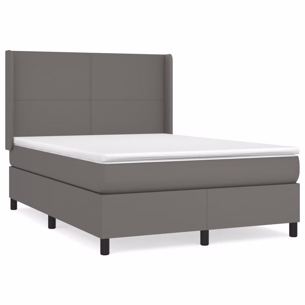 Giroletto a Molle con Materasso Grigio 140x200 cm in Pelle finta