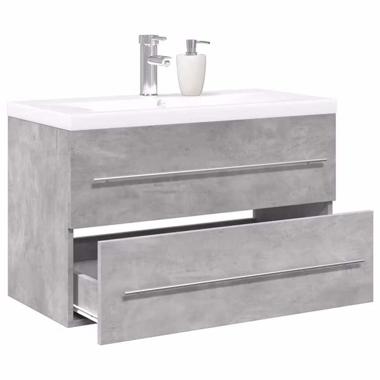 Set di mobili da bagno vidaXL composto da 2 pezzi in legno multistrato, colore grigio e bianco, con pensile e mobile sottolavabo moderno a parete