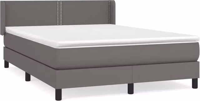 Letto a molle con materasso vidaXL in similpelle grigio e bianco L/P/H: 193 x 147 x 88 cm