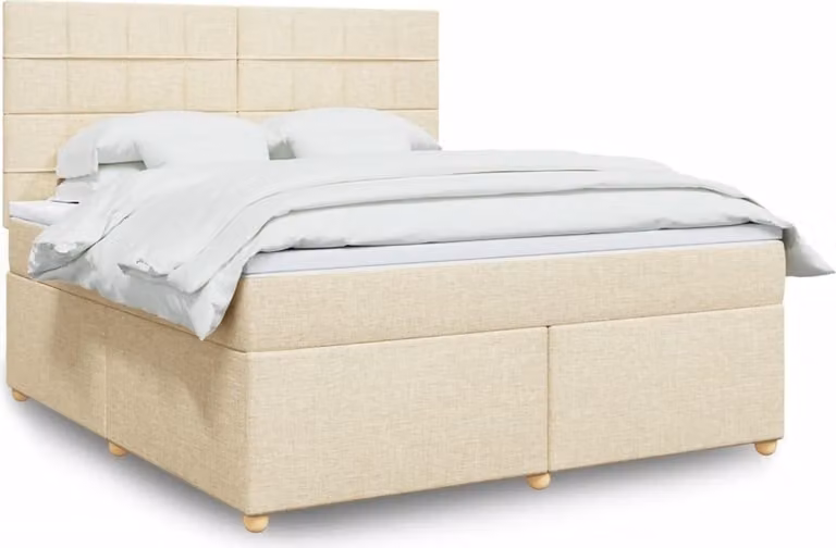 Maison Exclusive - Giroletto a Molle con Materasso Crema 180x200 cm in Tessuto