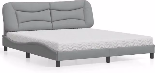 Letto con Materasso Hvar Grigio Chiaro180x200 cm Tessuto 3208548