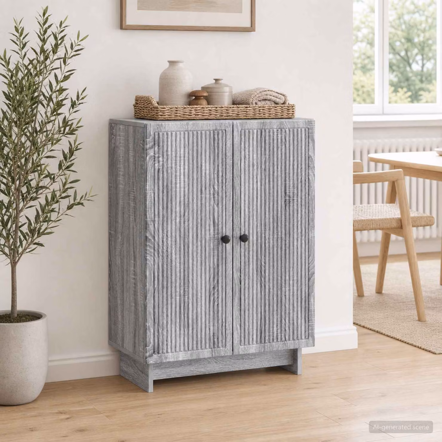 Credenza vidaXL Grigio Sonoma in Legno Ingegnerizzato e Metallo, L 66 x P 34,5 x H 90 cm