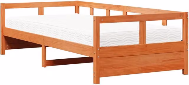 Letto singolo | Letto per adulti | Dormeuse con Materasso Marrone 90x200 cm Legno Massello di Pino