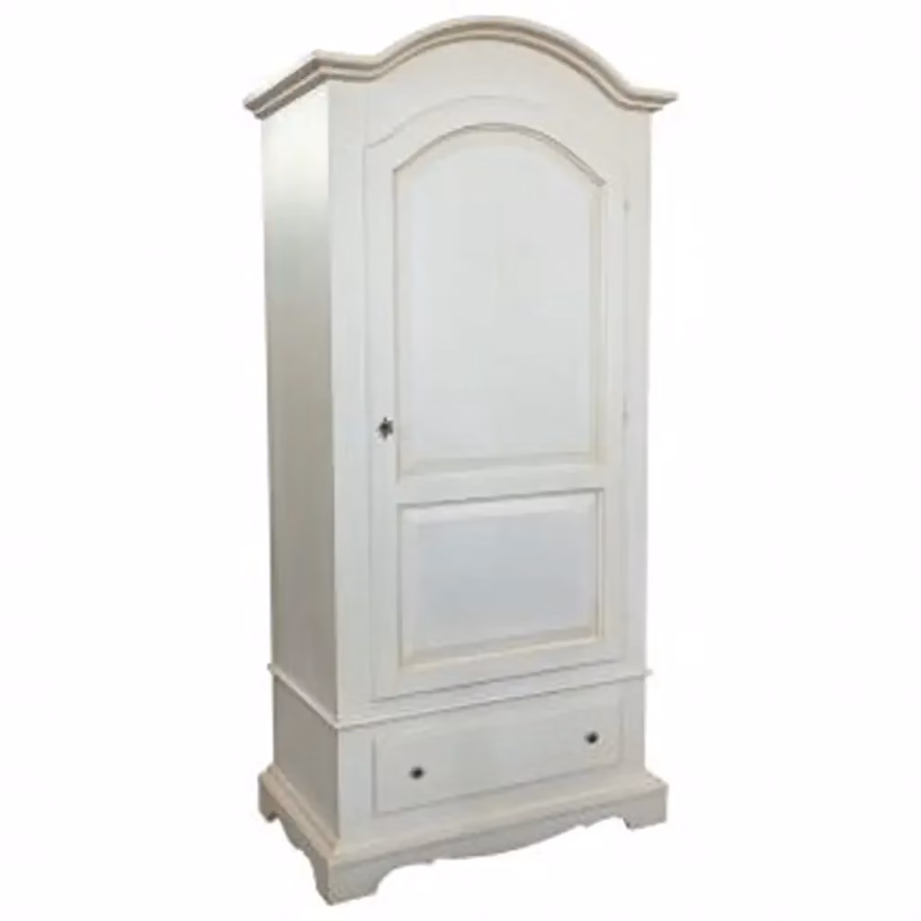 Armadio KIVIO in legno massiccio stile shabby chic bianco lacquered con ante a battente e ripiani interni L: 56 cm, P: 56 cm, H: 196 cm – 2
