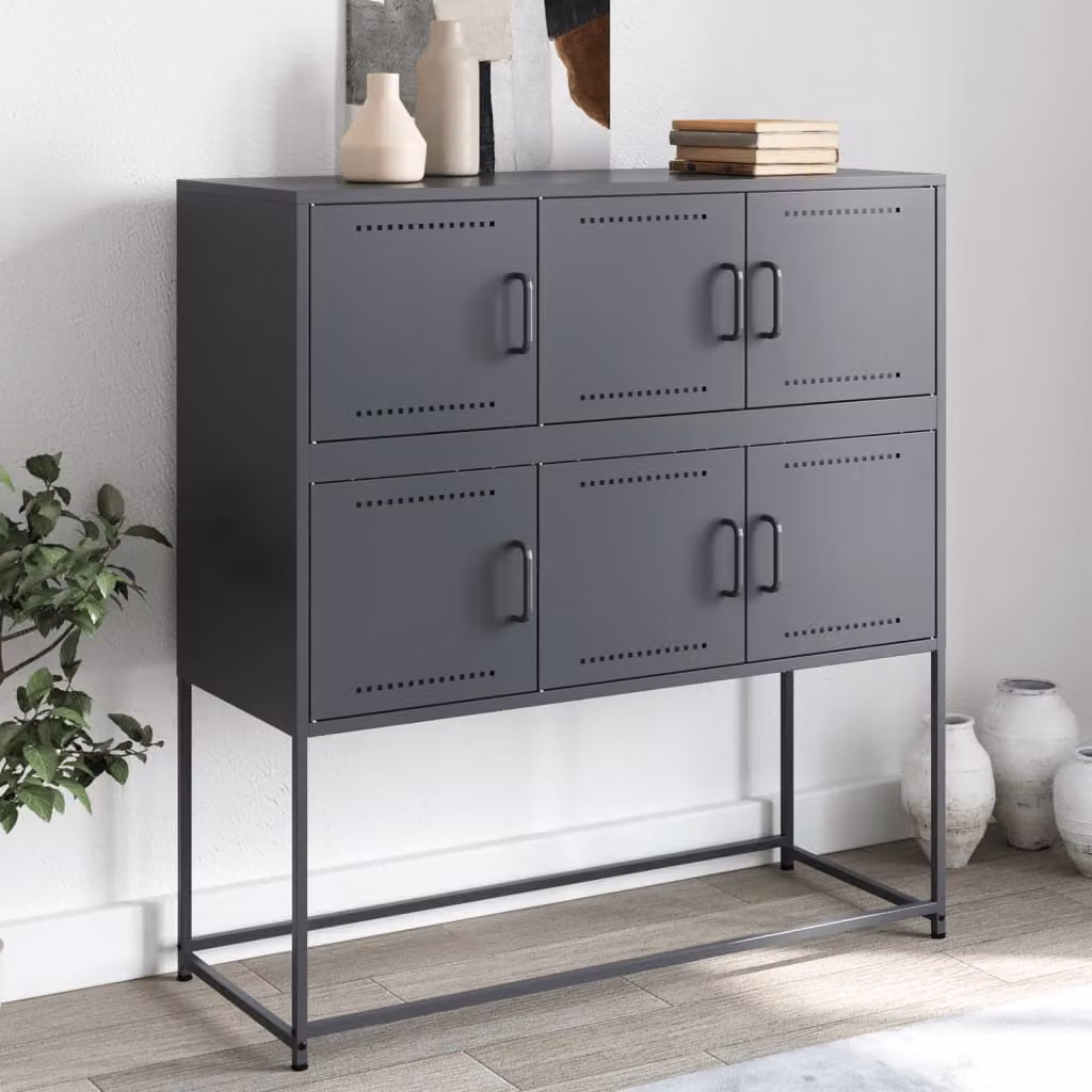 Credenza moderna vidaXL in acciaio antracite L: 100,5 cm, P: 39 cm, H: 107 cm