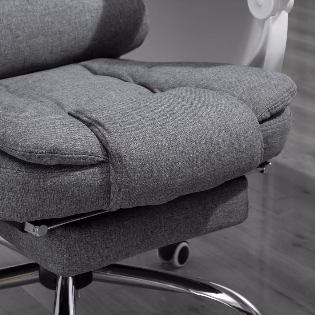Sedia da ufficio ergonomica grigia con poggiapiedi, schienale reclinabile e seduta girevole a 360 gradi in tessuto e metallo – 2