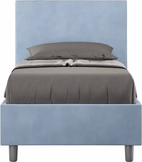 BS COM Letto singolo senza rete imbottito 80x200 microfibra azzurro