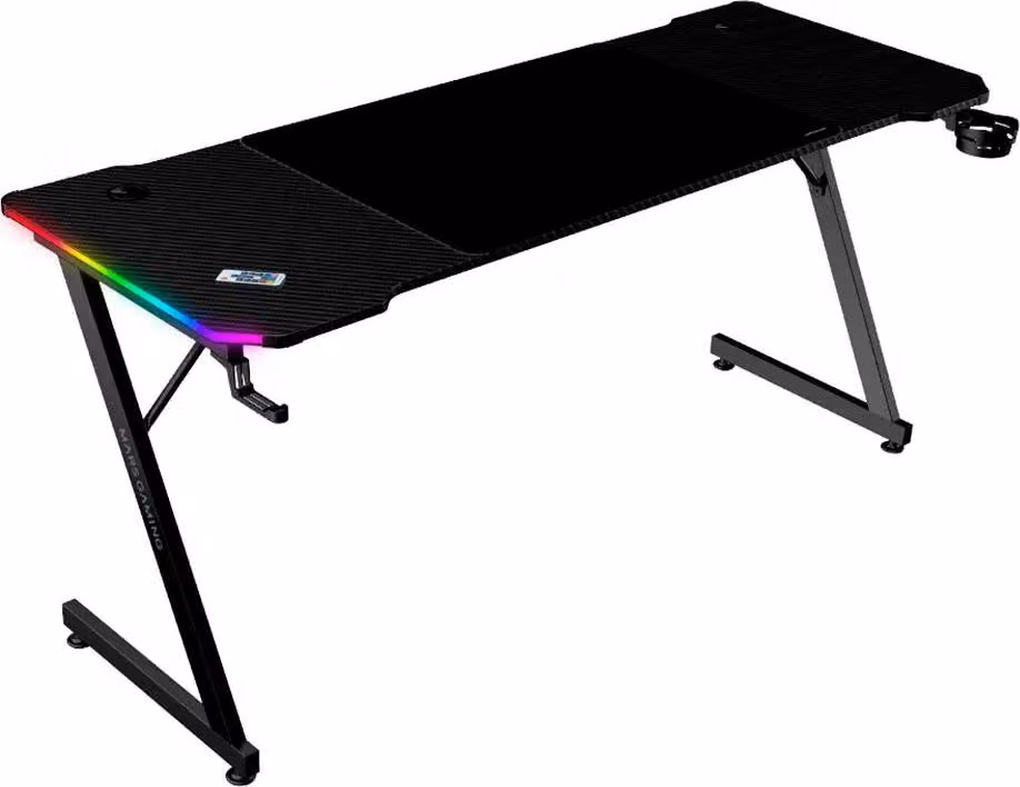 Mars Gaming MGDX160RGB, Design lineare, Forma rettangolare, Acciaio, Gaming, Fibra di carbonio, Nero