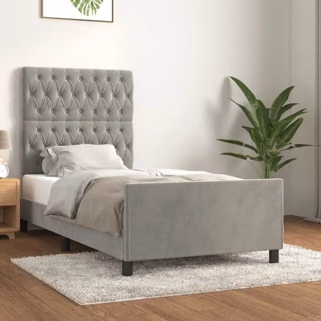 Giroletto vidaXL in Velluto Grigio con Struttura Imbottita L/P/H: 100 x 200 x 128 cm