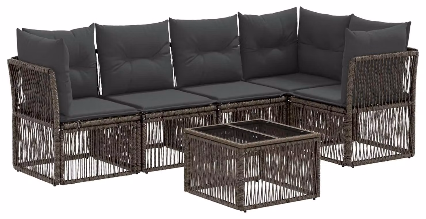 Set Divano da Giardino 6 pcs Grigio polyrattan