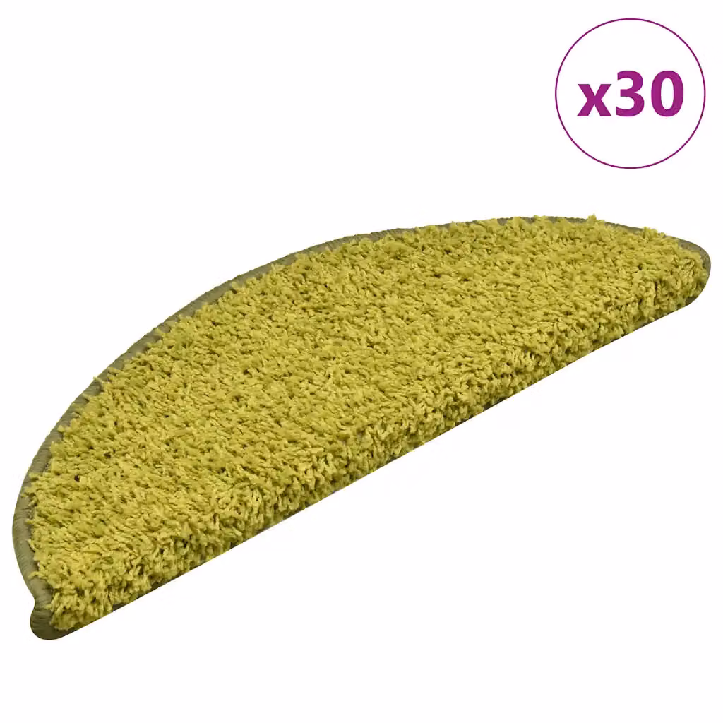 Set di 30 tappetini per scale semicircolari vidaXL, colore verde, in polipropilene antiscivolo e fonoassorbente, L: 56 cm, P: 17 cm, H: 3 cm