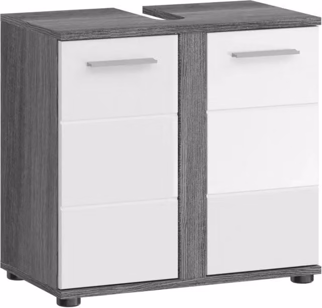 Mobile sottolavabo da bagno Meublorama WILLIAM con 2 ante, antracite e bianco, L: 57 cm, P: 60 cm, H: 34 cm – 1