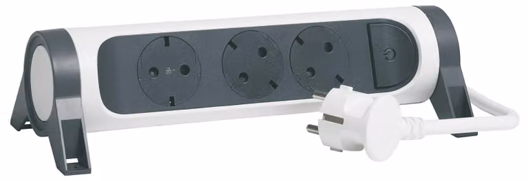 Presa multipla con interruttore legrand 694527/ 3 prese di corrente / bianco e grigio scuro
