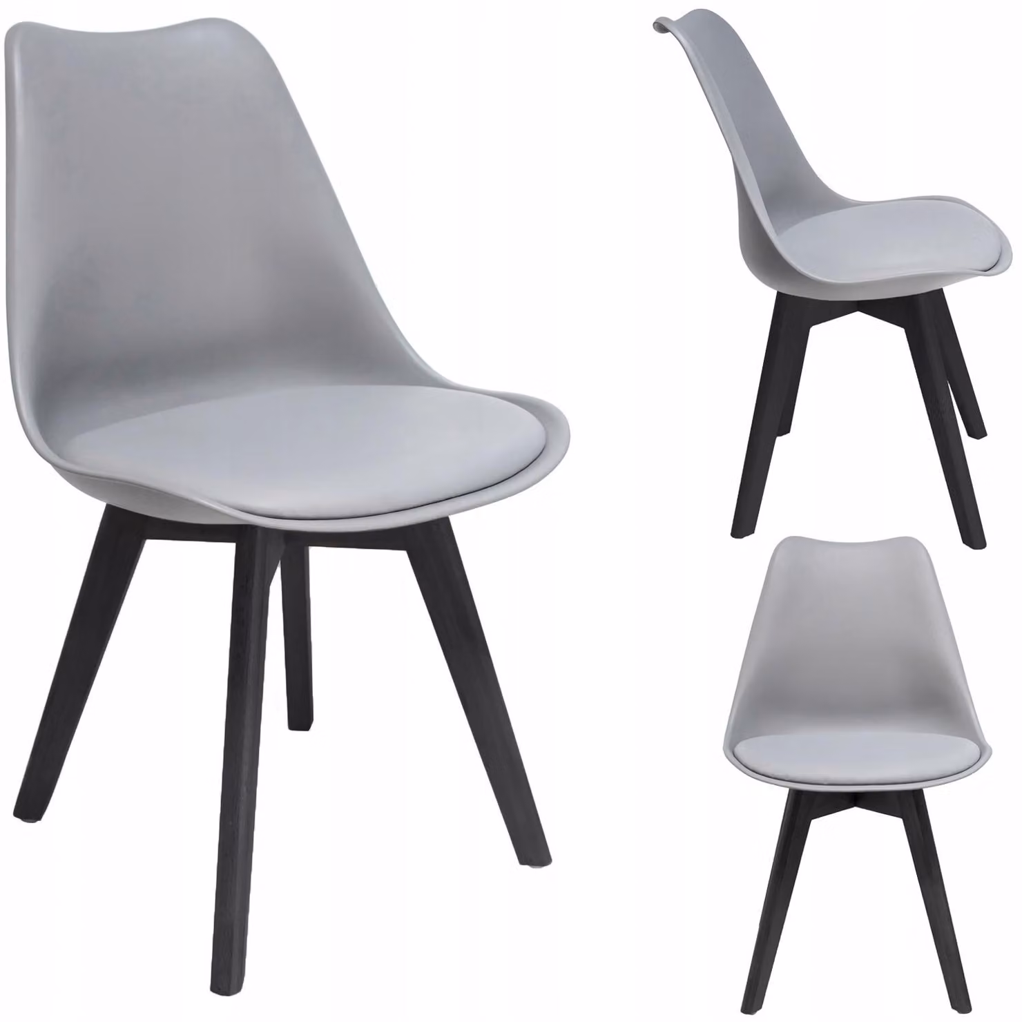 Sedia OSLO, grigia, comoda, sagomata, ideale per la cucina, la sala da pranzo o il soggiorno, dal design elegante