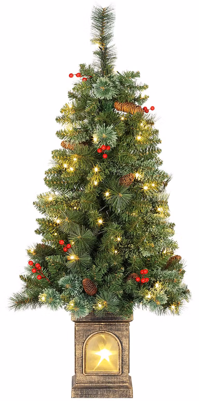 Albero di Natale artificiale 120 cm albero di Natale artificiale con 100 luci LED, 8 modalità, 214 punte