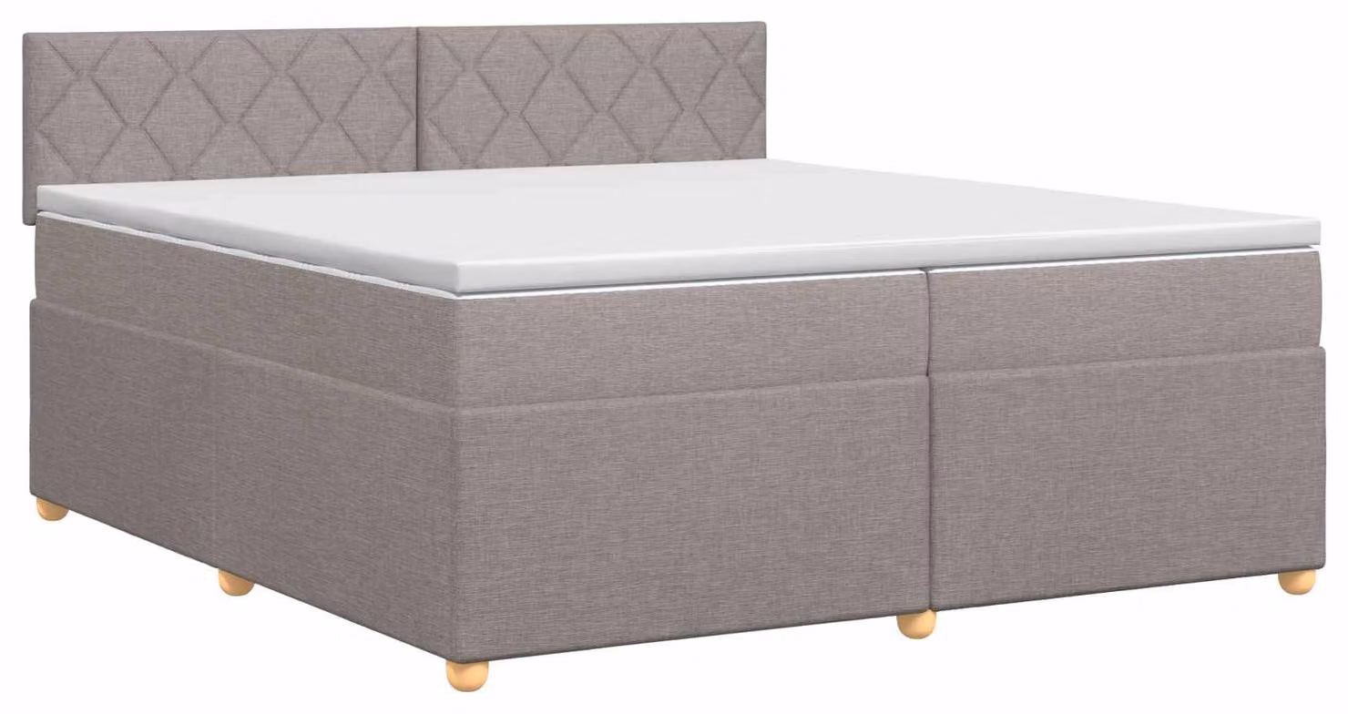 Letto a molle con materasso Taupe 200 x 200 cm in tessuto