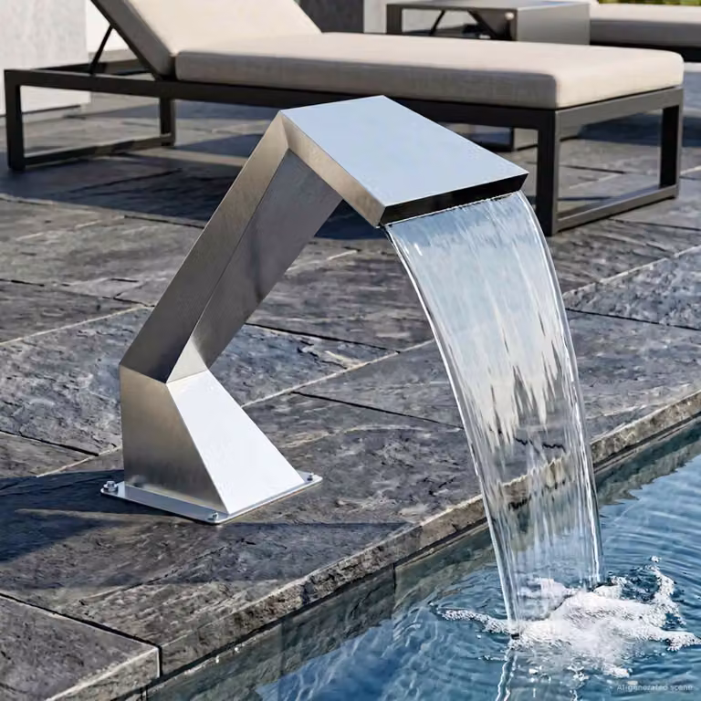 Cascata per piscina con LED RGB vidaXL in acciaio inox color argento L: 63,5 cm, P: 29 cm, H: 51 cm