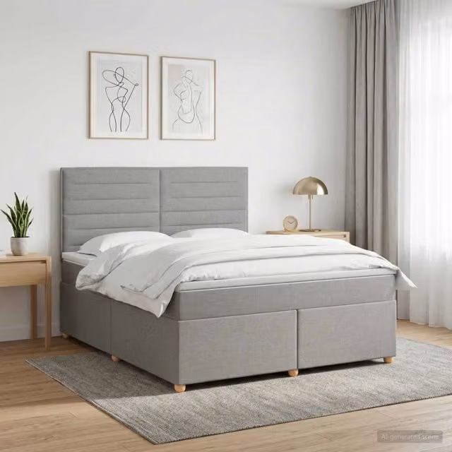 Letto box spring con materasso ibrido vidaXL Grigio Chiaro L/P: 140 x 200 cm