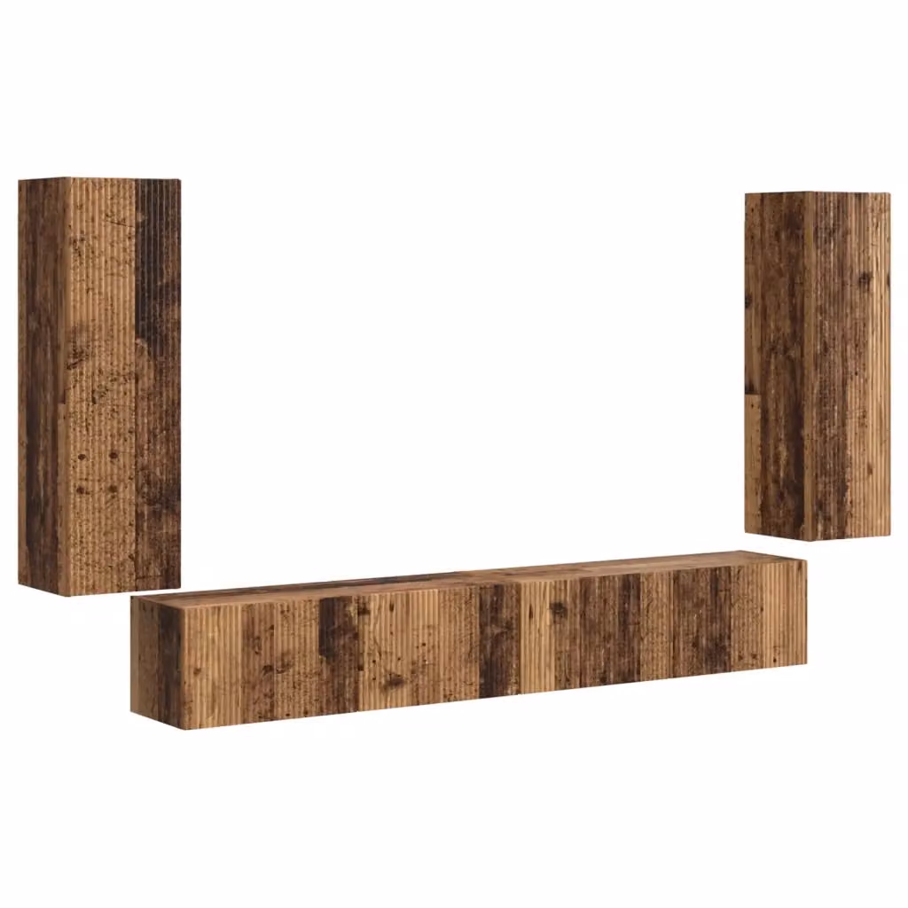 Set di 4 pezzi mobiletto TV da parete vidaXL in legno e MDF marrone stile moderno – 2