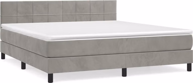 Giroletto a Molle con Materasso Grigio Chiaro 180x200cm Velluto