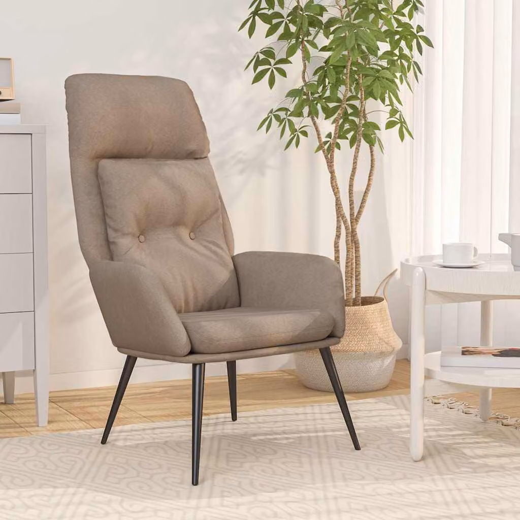 Poltrona rilassante vidaXL in similpelle scamosciata beige o grigia con struttura in metallo e braccioli per il tuo soggiorno