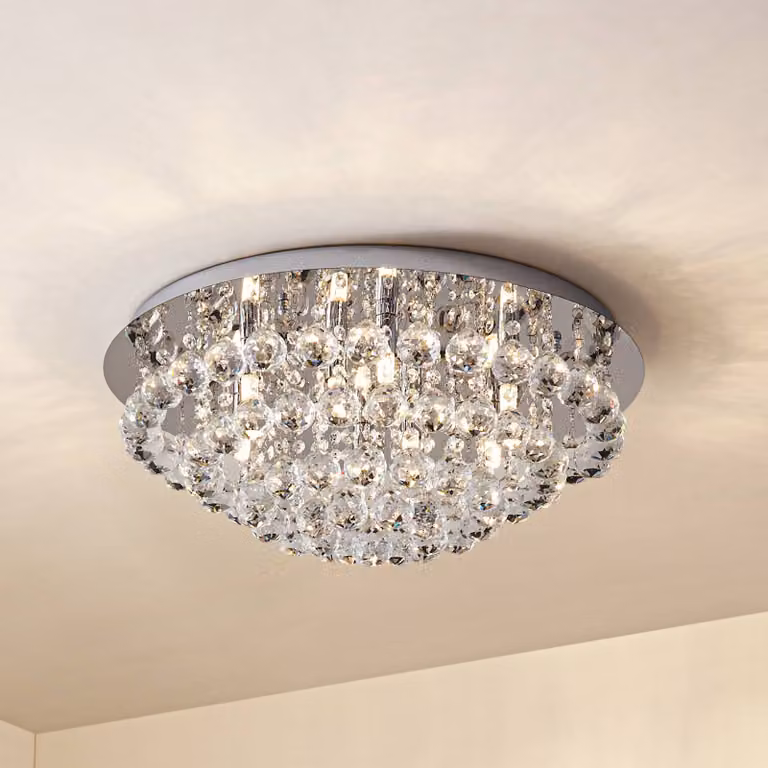 Plafoniera in cristallo Antonino Lindby, dimmerabile, Cromo / Argento, Soggiorno / Sala da pranzo, Cristallo, Moderno, Plafoniera