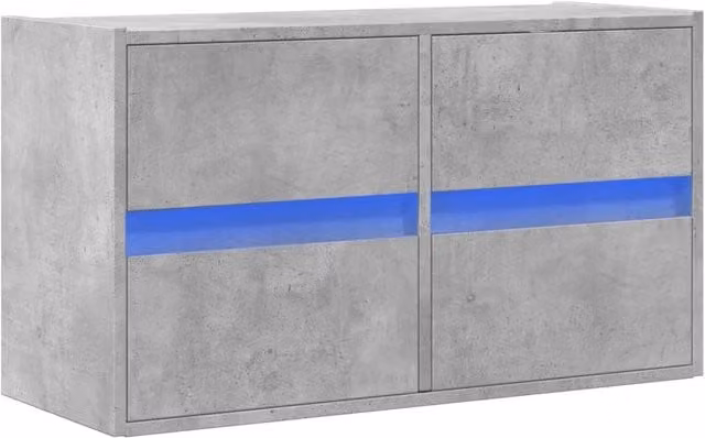 Mobile TV multimediale scaffale TV credenza mobile TV sala da pranzo soggiorno camera da letto montaggio a parete con luci LED 80 x 31 x 45 cm grigio 02_0027920