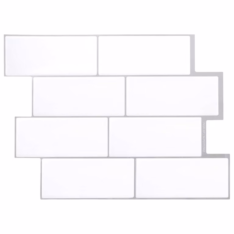 Set di 50 piastrelle effetto subway vidaXL in bianco e grigio, L: 29 cm, H: 21 cm