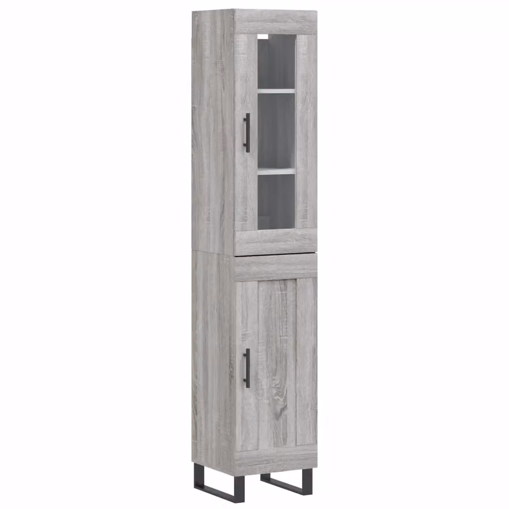 Credenza moderna vidaXL in legno e metallo grigio L: 34,5 cm, P: 34 cm, H: 180 cm – 2