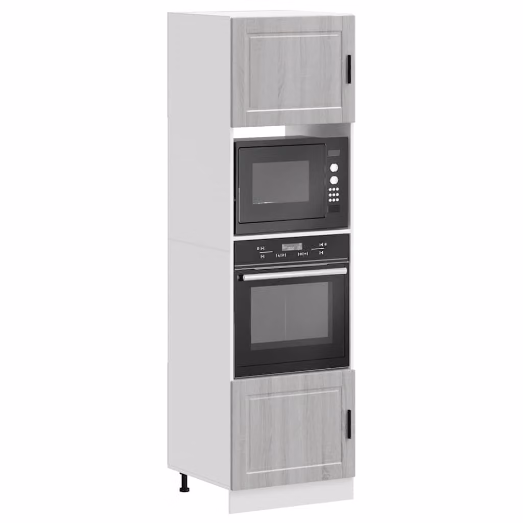 Set di 2 armadi per forno vidaXL in legno multistrato e MDF, colore grigio Sonoma, design moderno per cucina