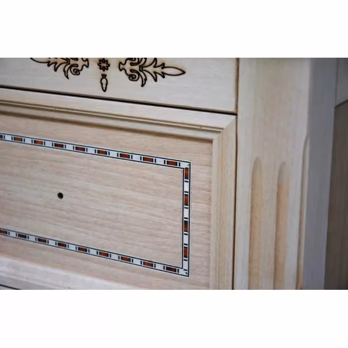 Mobili 2G Porta telefono in legno grezzo con 1 porta e 2 cassetti L: 60 cm, P: 41 cm, H: 100 cm – 2