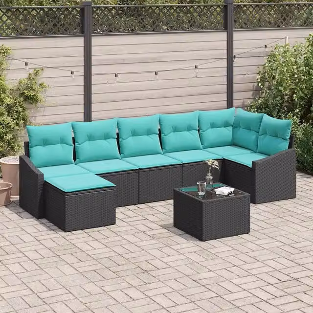 Set di divani 8 pz Nero polyrattan 3346826