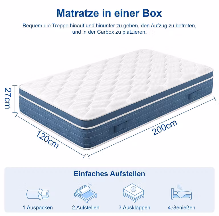 Materasso ibrido Queen con molle insacchettate e elegante bordino imbottito
